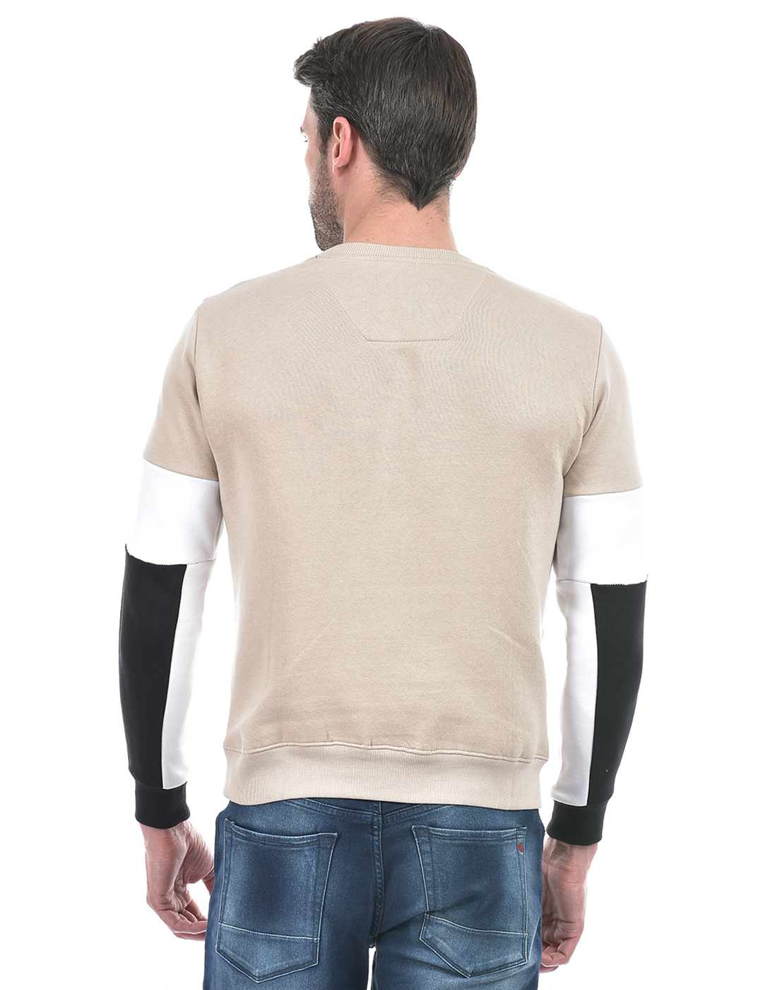 Numero Uno Men Abstract Beige Sweat Shirt